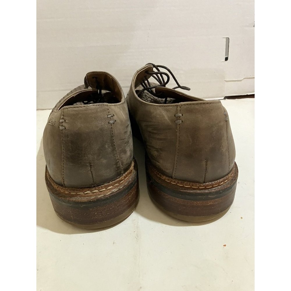 Clarks GRIMBSY Men's size 13 M brown Leather Basket Weave Casual Shoes - Picture 4 of 8